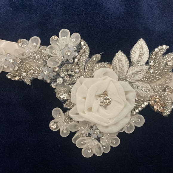Beaded Floral Bridal belt main image 4